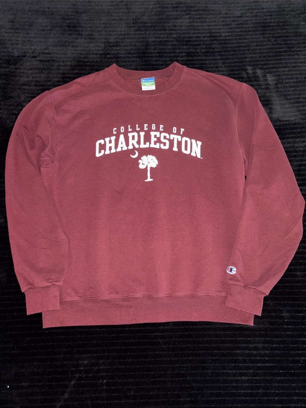 Champion Sz L Maroon College of Charleston Crewneck Sweatshirt